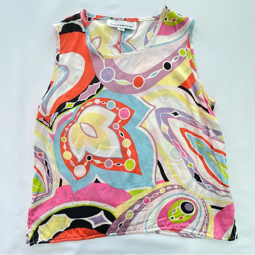 Caroline Rose | Silk Top | Size XS | Floral